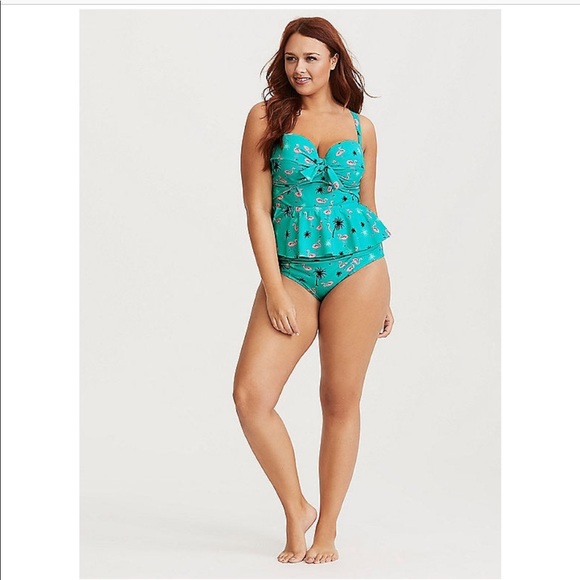 Torrid Flamingo Peplum Midkini - Picture 2 of 5